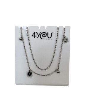 COLLANA DOPPIO FILO 4YOU JEWELS – ACCIAIO CON PENDENTI A SPIRALE